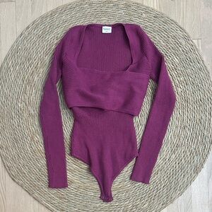 Abercrombie & Fitch Ribbed Plum Bodysuit